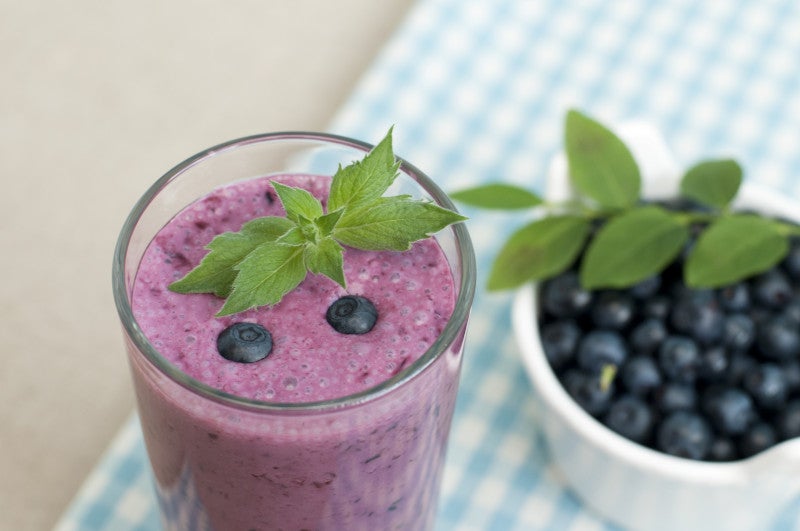 fresh blueberry smoothie, selective focus